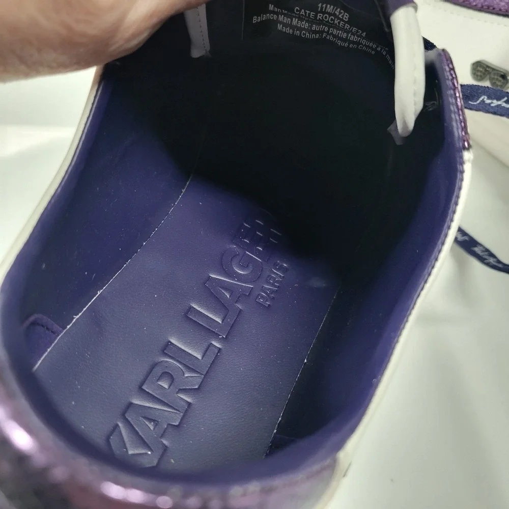 Womens Karl Lagerfeld Cate Rocker Platform Sneakers 11 W Pins Plum Purple 💜